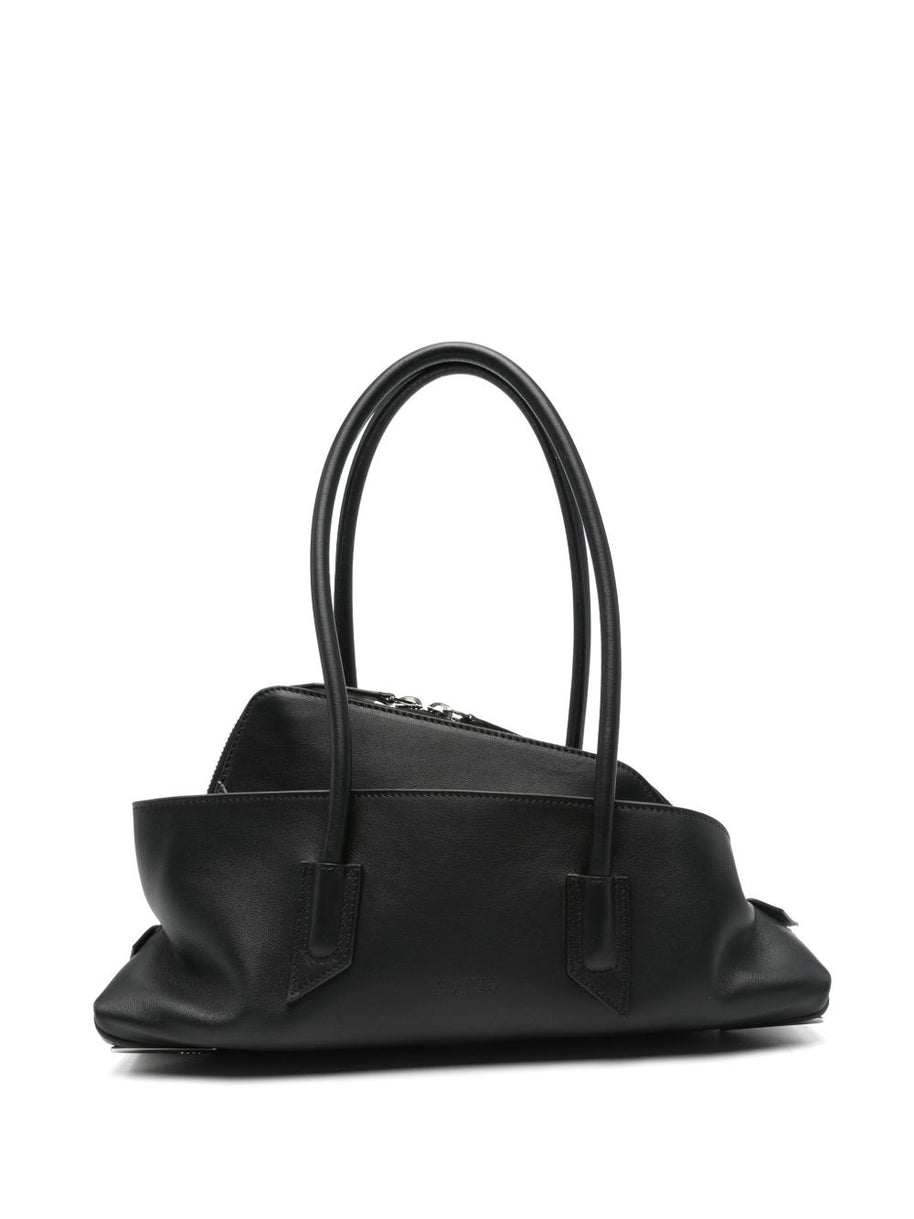 The Attico La Passeggiata Small Leather Shoulder Bag Black