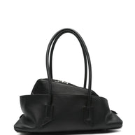 The Attico La Passeggiata Small Leather Shoulder Bag Black