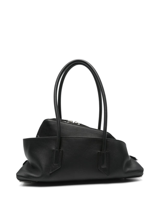 The Attico La Passeggiata Small Leather Shoulder Bag Black