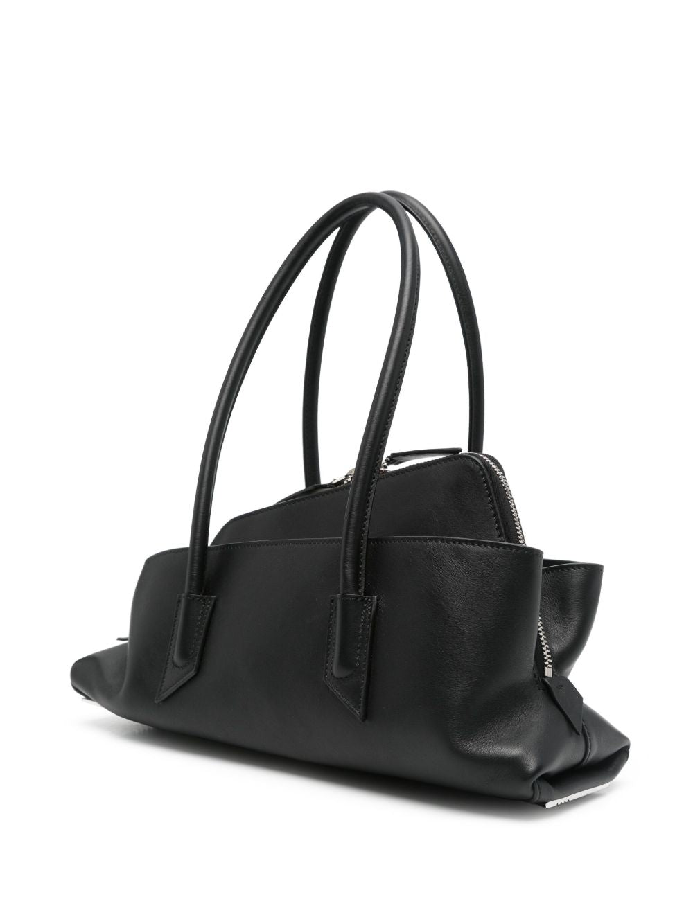 The Attico La Passeggiata Small Leather Shoulder Bag Black