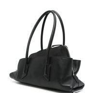 The Attico La Passeggiata Small Leather Shoulder Bag Black