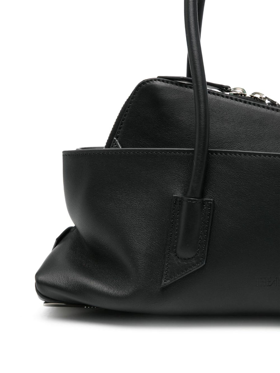The Attico La Passeggiata Small Leather Shoulder Bag Black