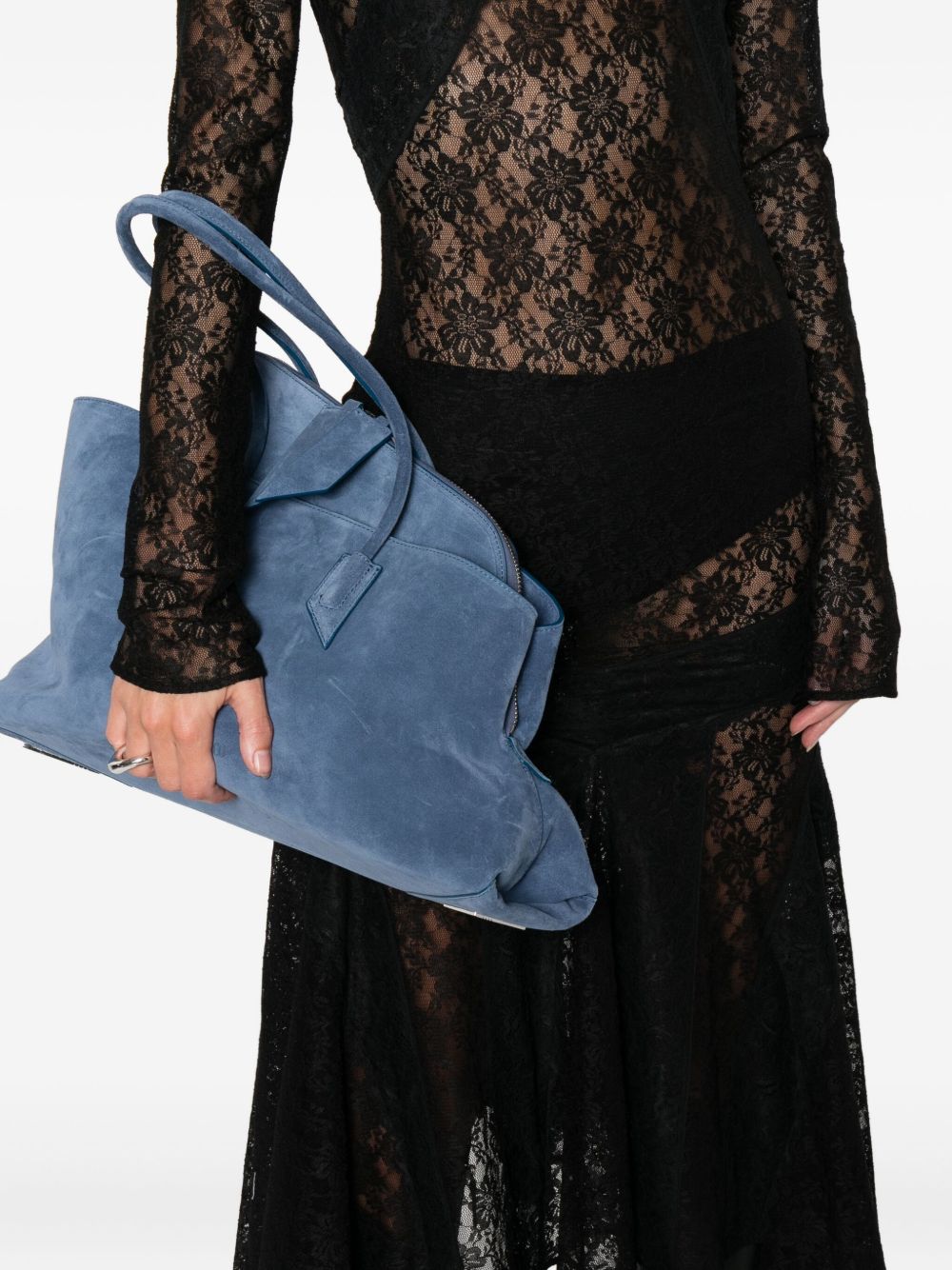 The Attico La Passeggiata Leather Shoulder Bag Clear Blue