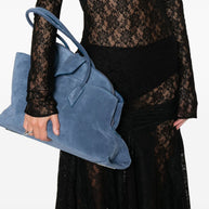 The Attico La Passeggiata Leather Shoulder Bag Clear Blue