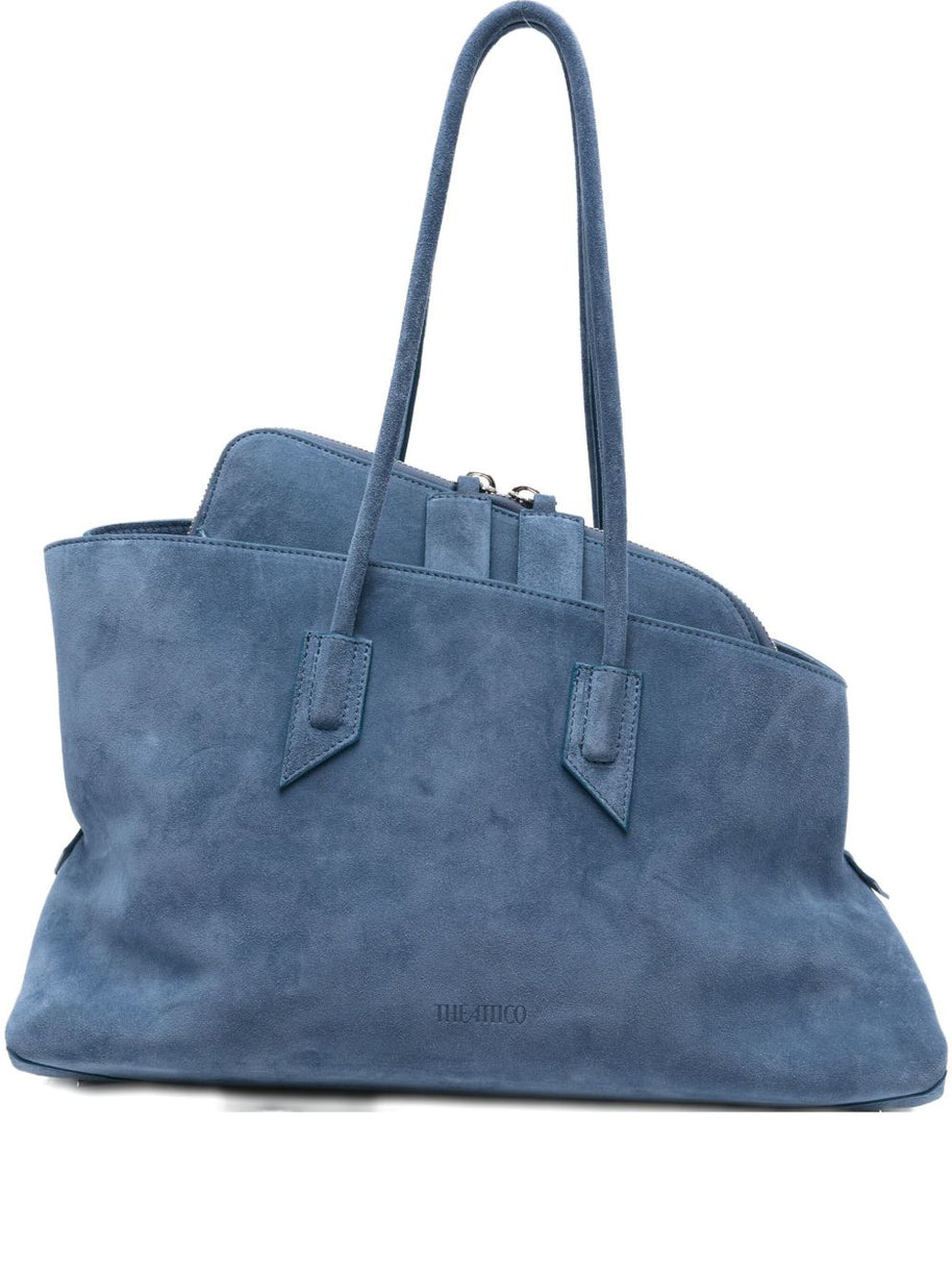 The Attico La Passeggiata Leather Shoulder Bag Clear Blue