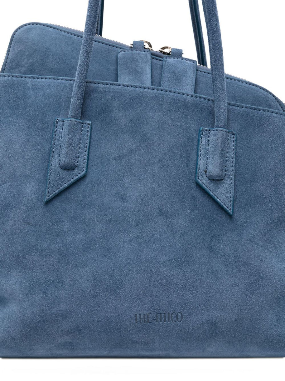 The Attico La Passeggiata Leather Shoulder Bag Clear Blue