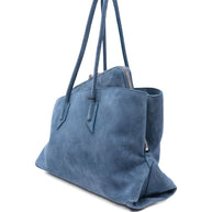 The Attico La Passeggiata Leather Shoulder Bag Clear Blue