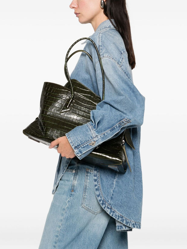 The Attico La Passeggiata Leather Shoulder Bag Green