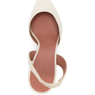 Amina Muaddi Holli Leather Slingback Pumps Beige