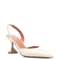 Amina Muaddi Holli Leather Slingback Pumps Beige