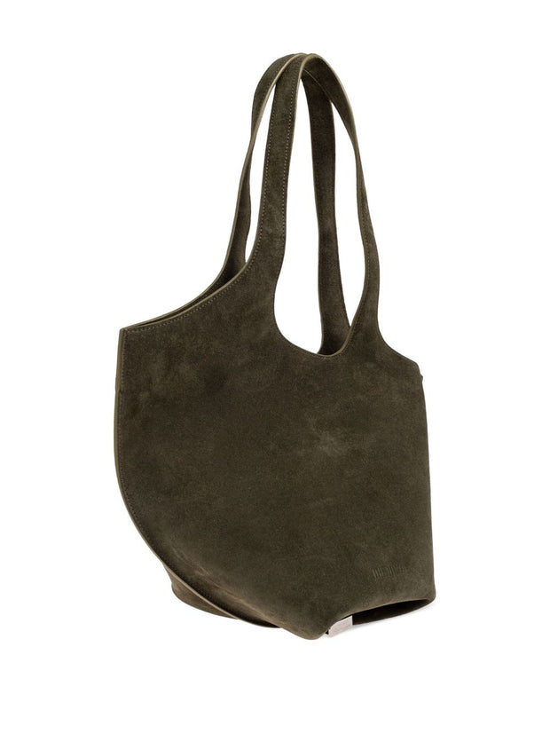 The Attico La Scoop Medium Leather Shoulder Bag Green