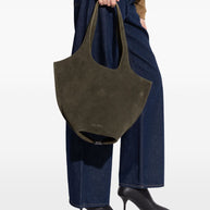 The Attico La Scoop Medium Leather Shoulder Bag Green