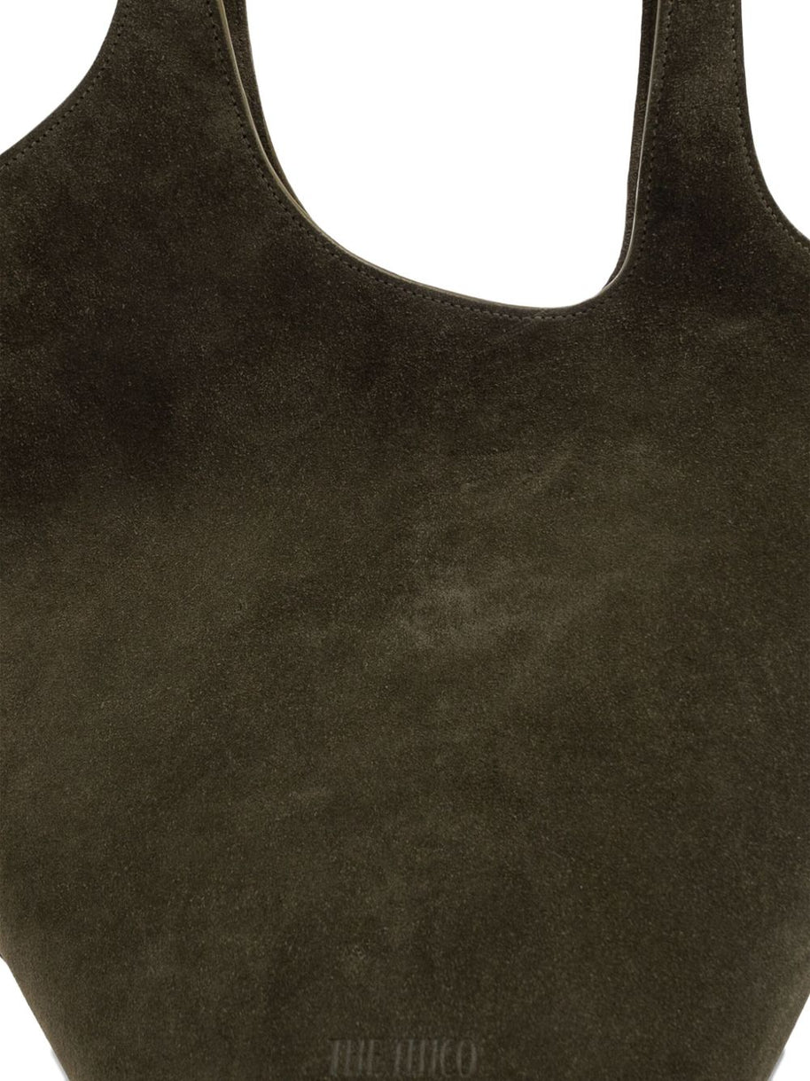 The Attico La Scoop Medium Leather Shoulder Bag Green