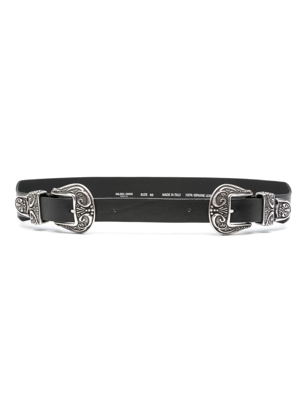 Golden Goose Double Buckle Leather Belt Black