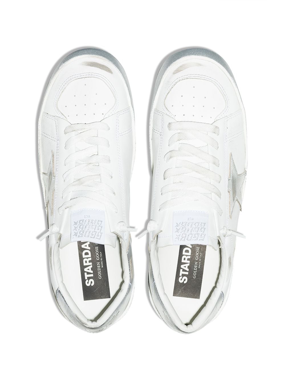 Golden Goose Stardan Leather Sneakers Silver