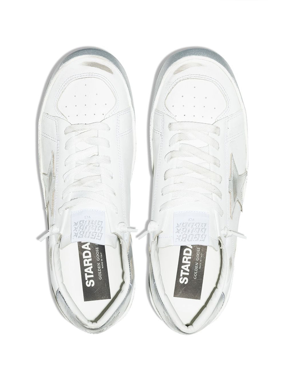 Golden Goose Stardan Leather Sneakers Silver