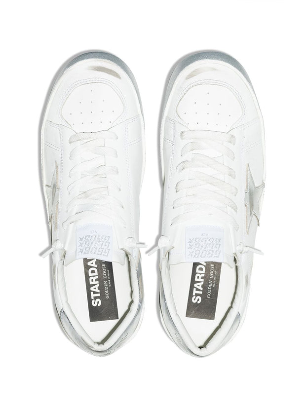 Golden Goose Stardan Leather Sneakers Silver