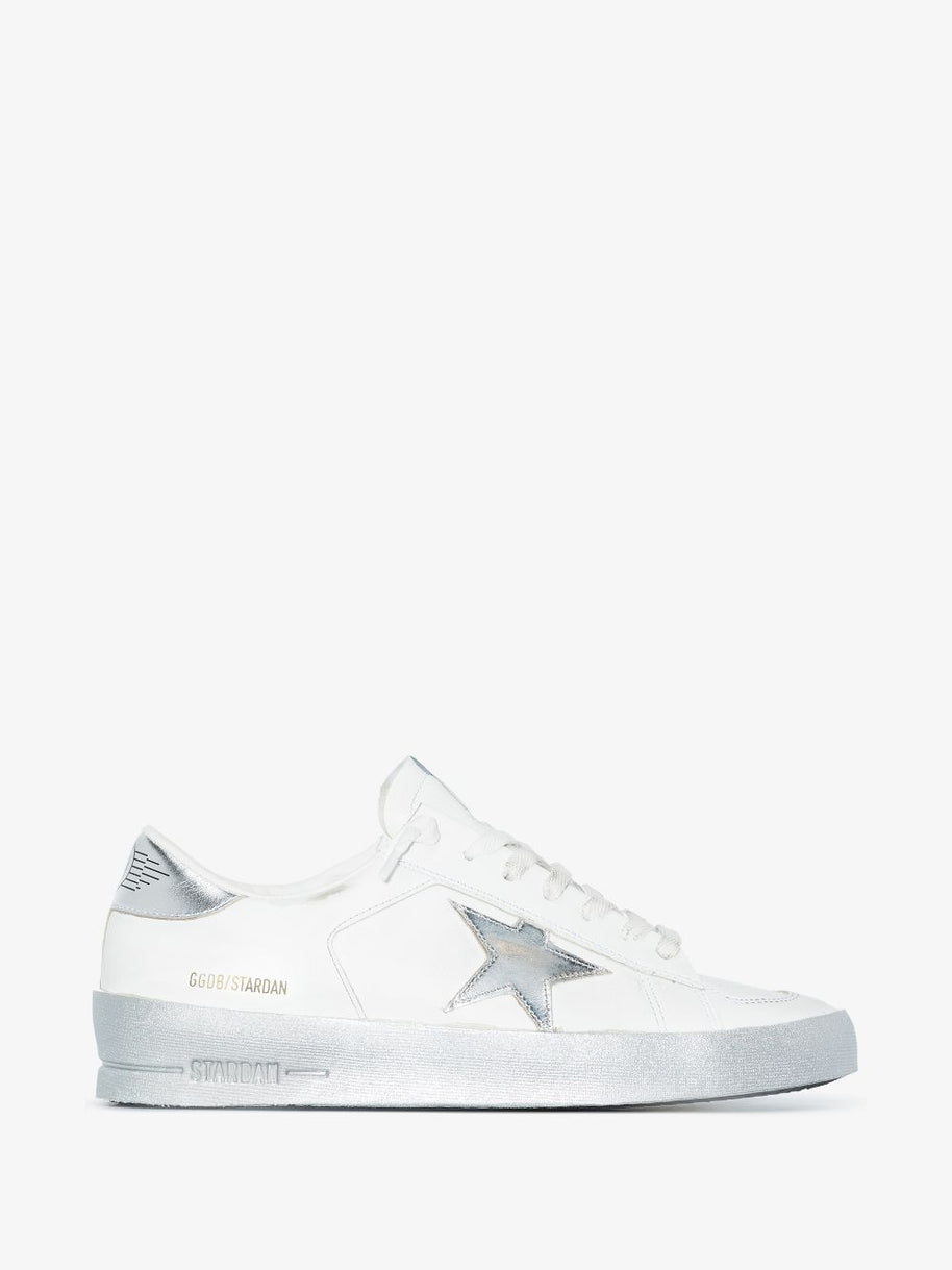Golden Goose Stardan Leather Sneakers Silver