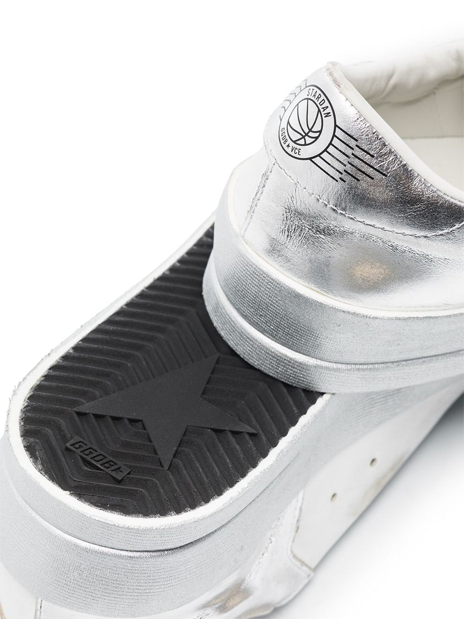 Golden Goose Stardan Leather Sneakers Silver