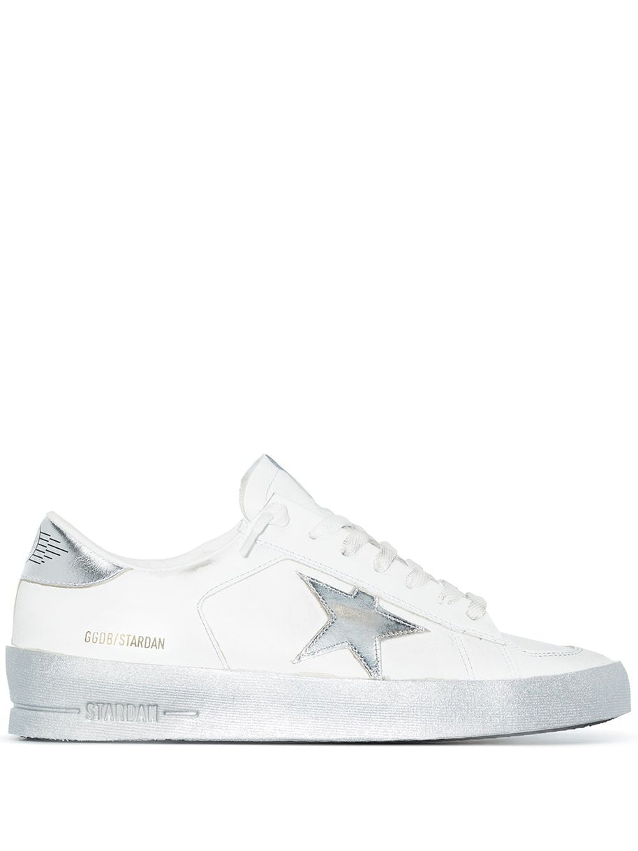 Golden Goose Stardan Leather Sneakers Silver