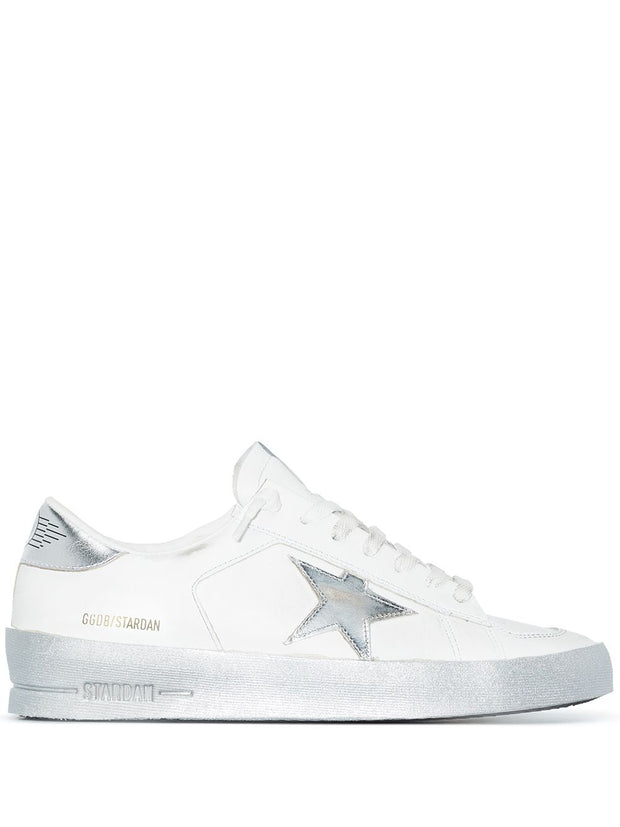 Golden Goose Stardan Leather Sneakers Silver