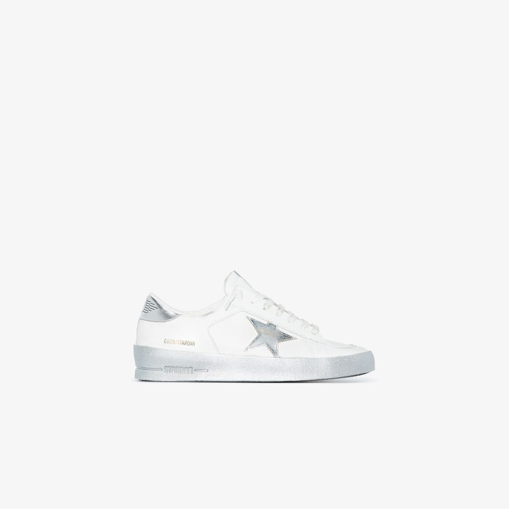 Golden Goose Stardan Leather Sneakers Silver