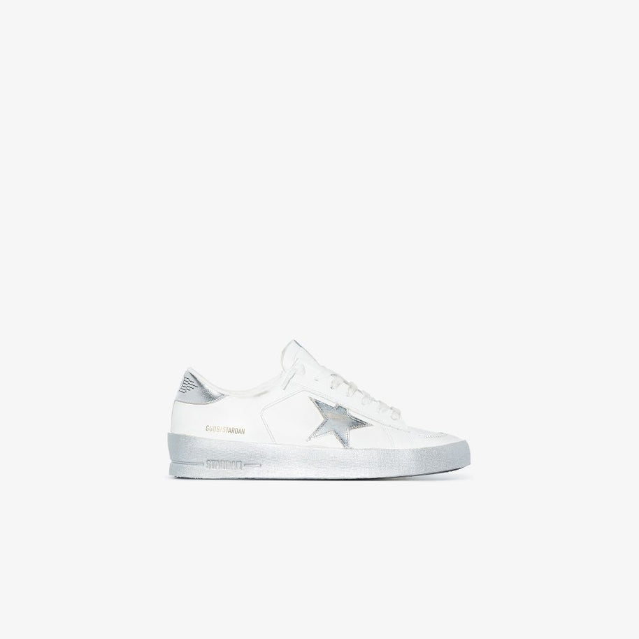 Golden Goose Stardan Leather Sneakers Silver