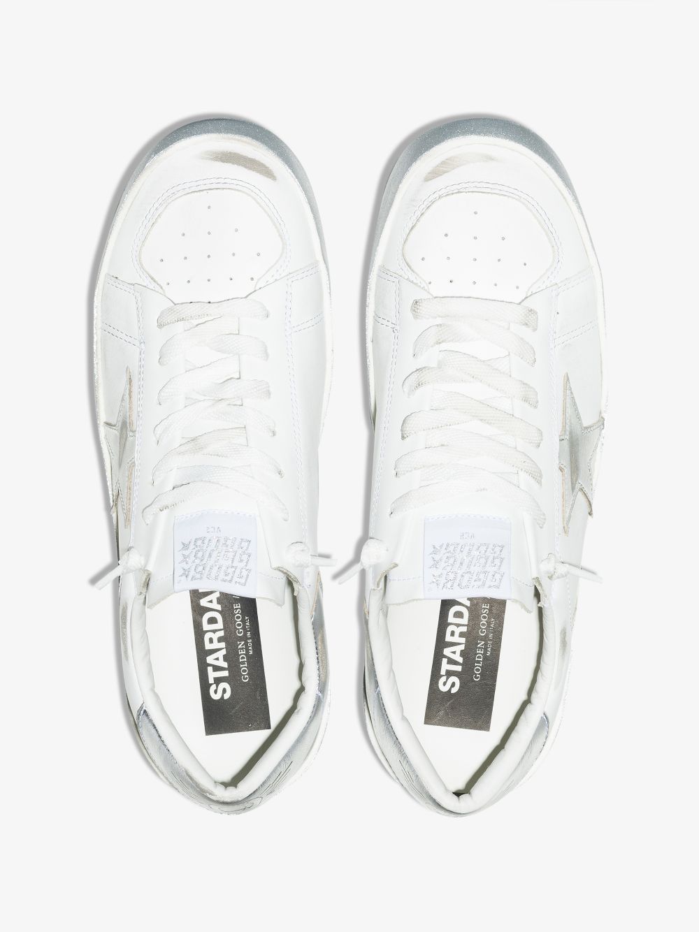 Golden Goose Stardan Leather Sneakers Silver