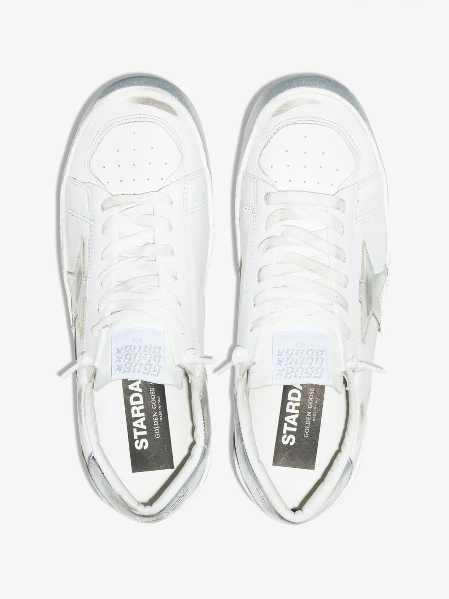 Golden Goose Stardan Leather Sneakers Silver
