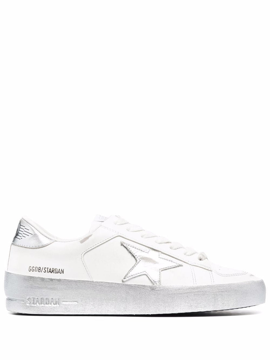 Golden Goose Stardan Leather Sneakers Silver