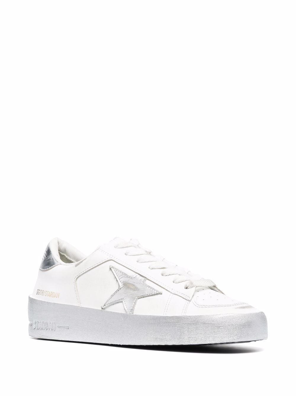 Golden Goose Stardan Leather Sneakers Silver
