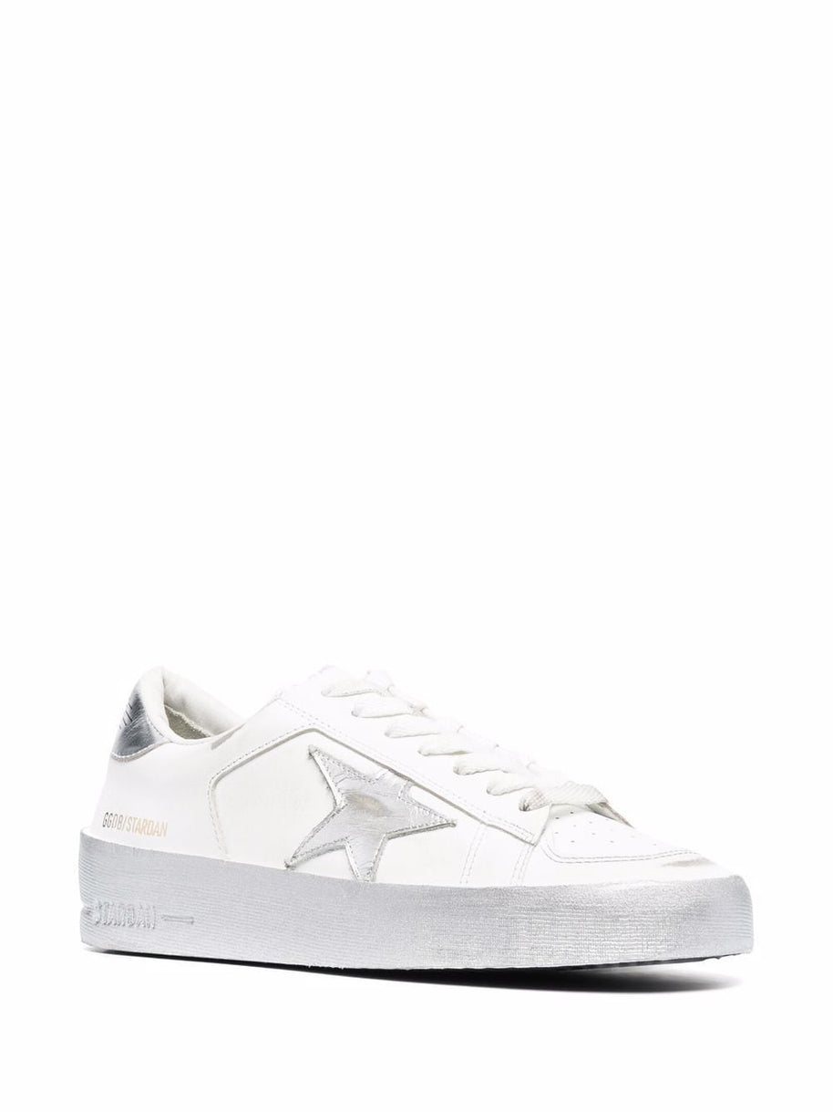 Golden Goose Stardan Leather Sneakers Silver