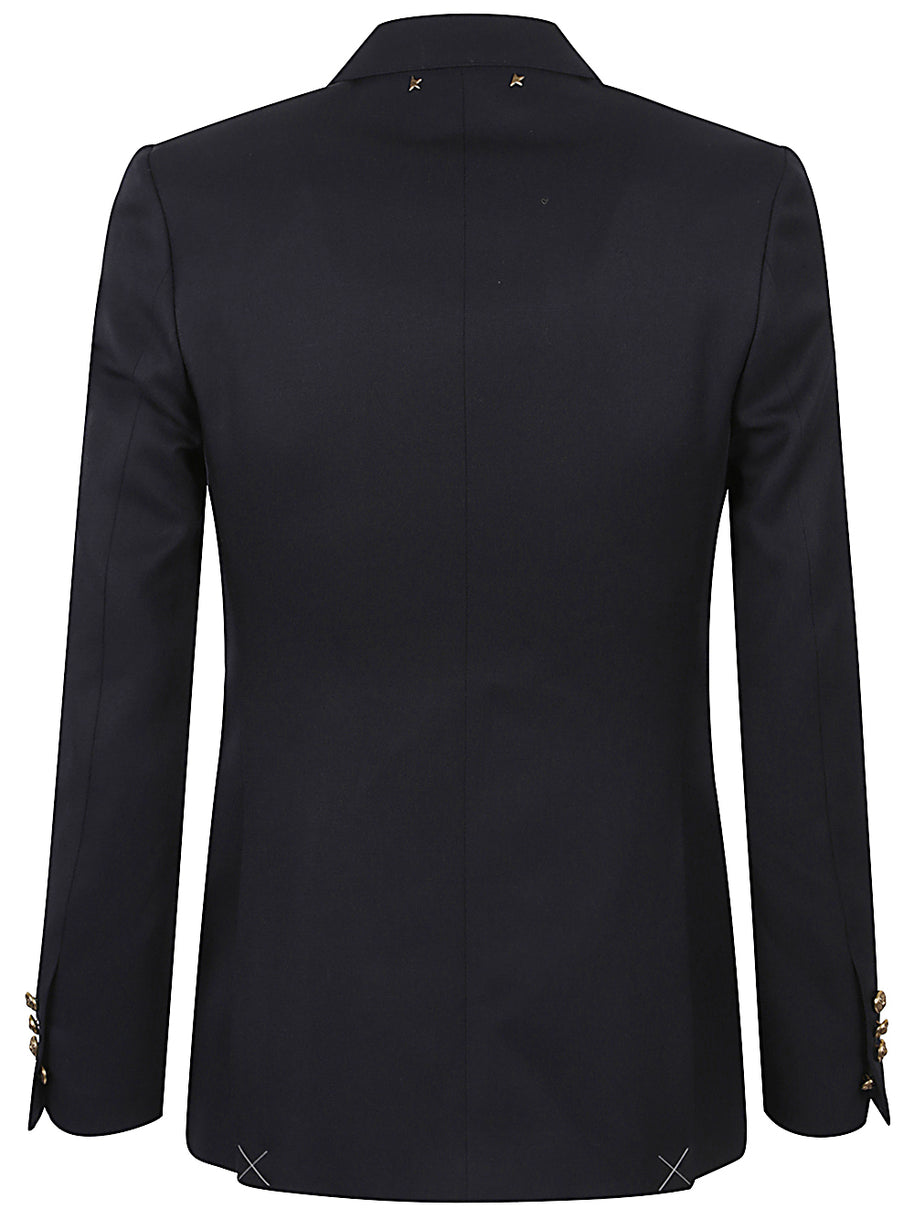 Golden Goose Wool Double-breasted Blazer Jacket Blue