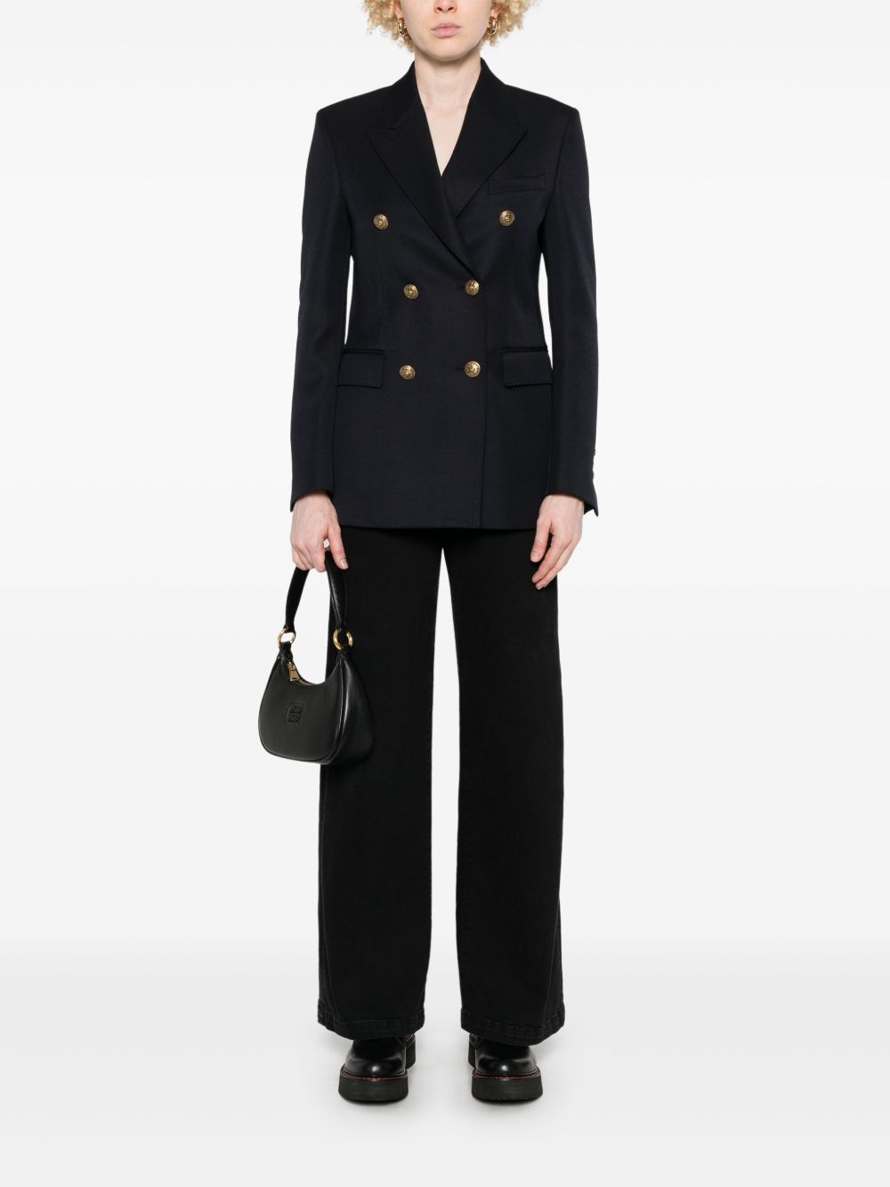 Golden Goose Wool Double-breasted Blazer Jacket Blue