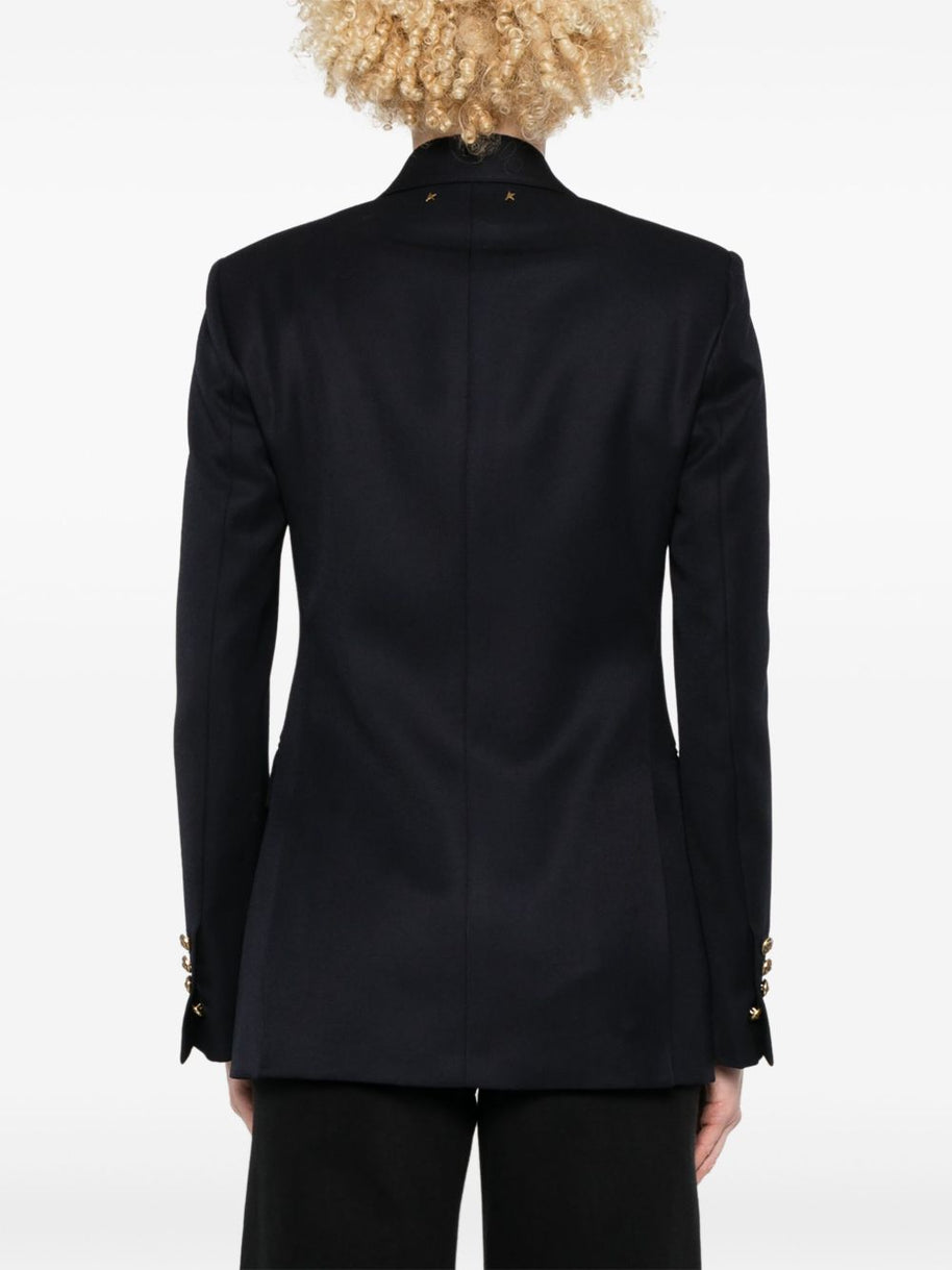 Golden Goose Wool Double-breasted Blazer Jacket Blue