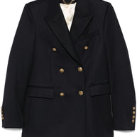 Golden Goose Wool Double-breasted Blazer Jacket Blue