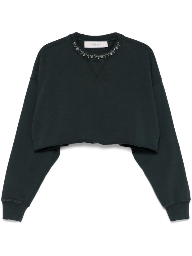 Golden Goose Cotton Cropped Sweatshirt Black