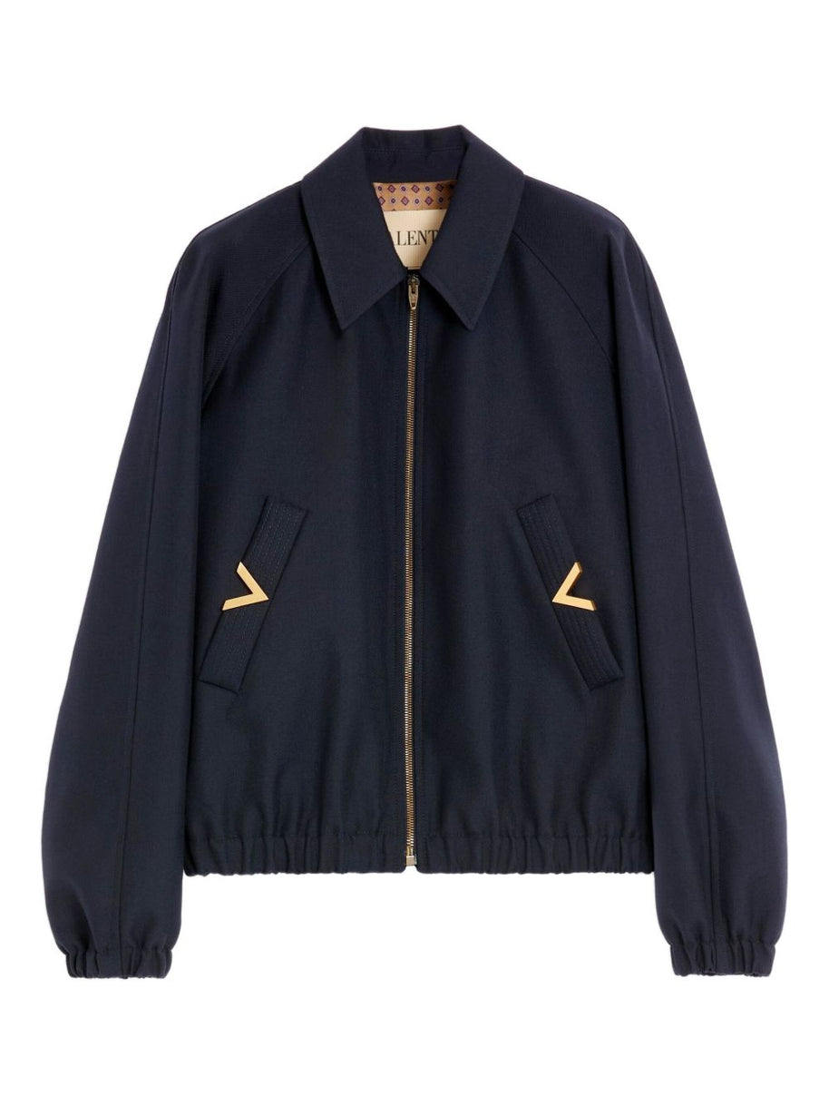 ValentinoVGold Wool Blend Blouson Jacket Blue
