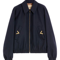 ValentinoVGold Wool Blend Blouson Jacket Blue