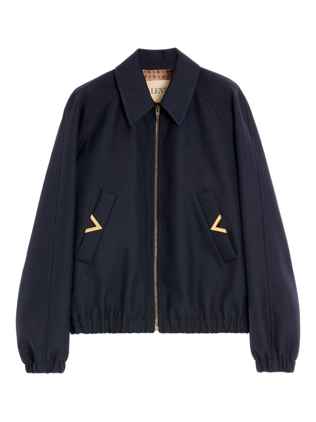 ValentinoVGold Wool Blend Blouson Jacket Blue