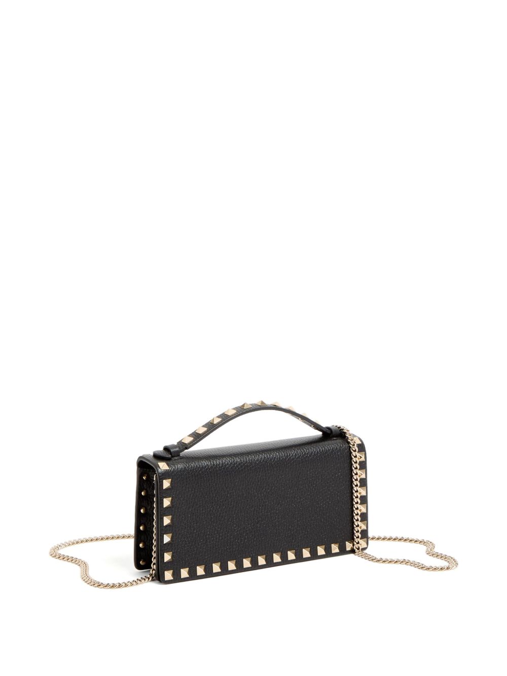 Valentino Garavani Rockstud Leather Wallet On Chain Black