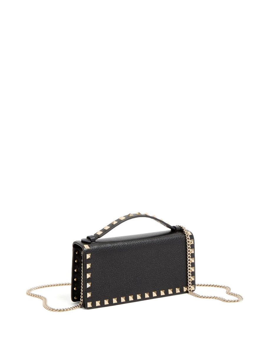 Valentino Garavani Rockstud Leather Wallet On Chain Black