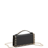 Valentino Garavani Rockstud Leather Wallet On Chain Black