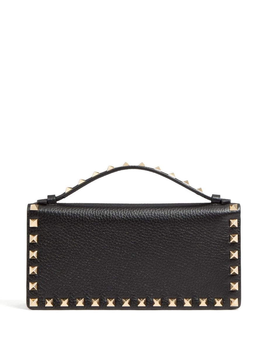 Valentino Garavani Rockstud Leather Wallet On Chain Black