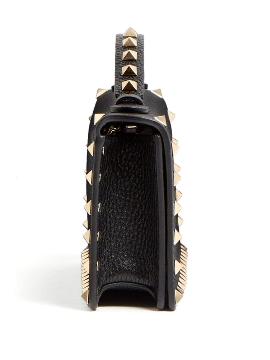 Valentino Garavani Rockstud Leather Wallet On Chain Black