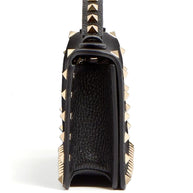 Valentino Garavani Rockstud Leather Wallet On Chain Black