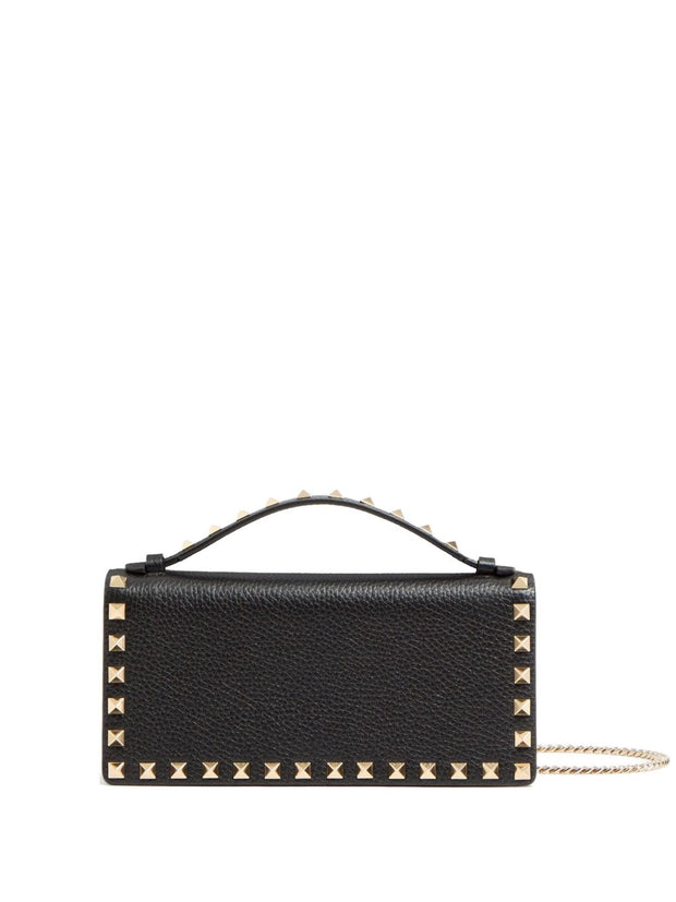 Valentino Garavani Rockstud Leather Wallet On Chain Black