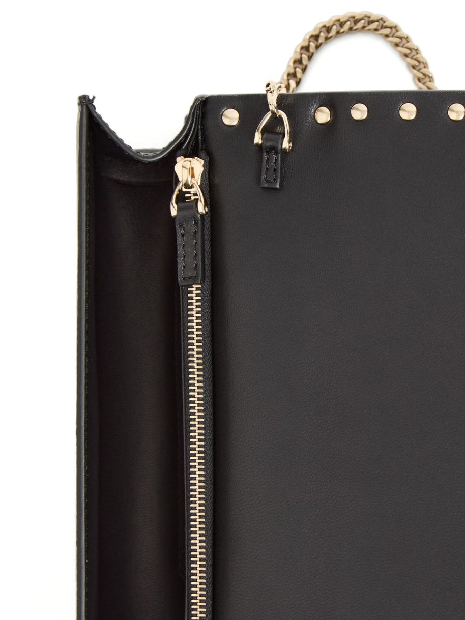 Valentino Garavani Rockstud Leather Wallet On Chain Black