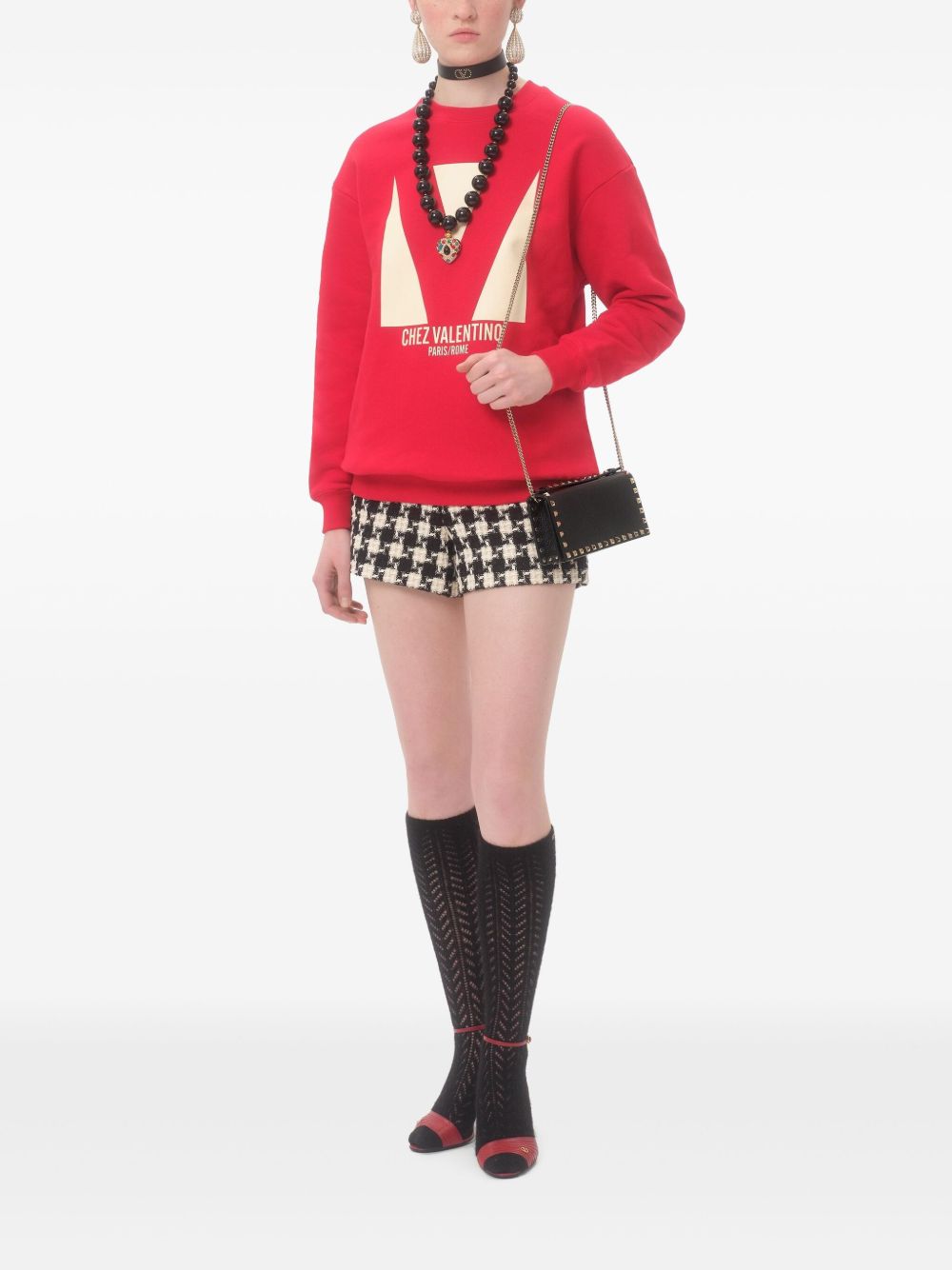 Valentino Garavani Rockstud Leather Wallet On Chain Black