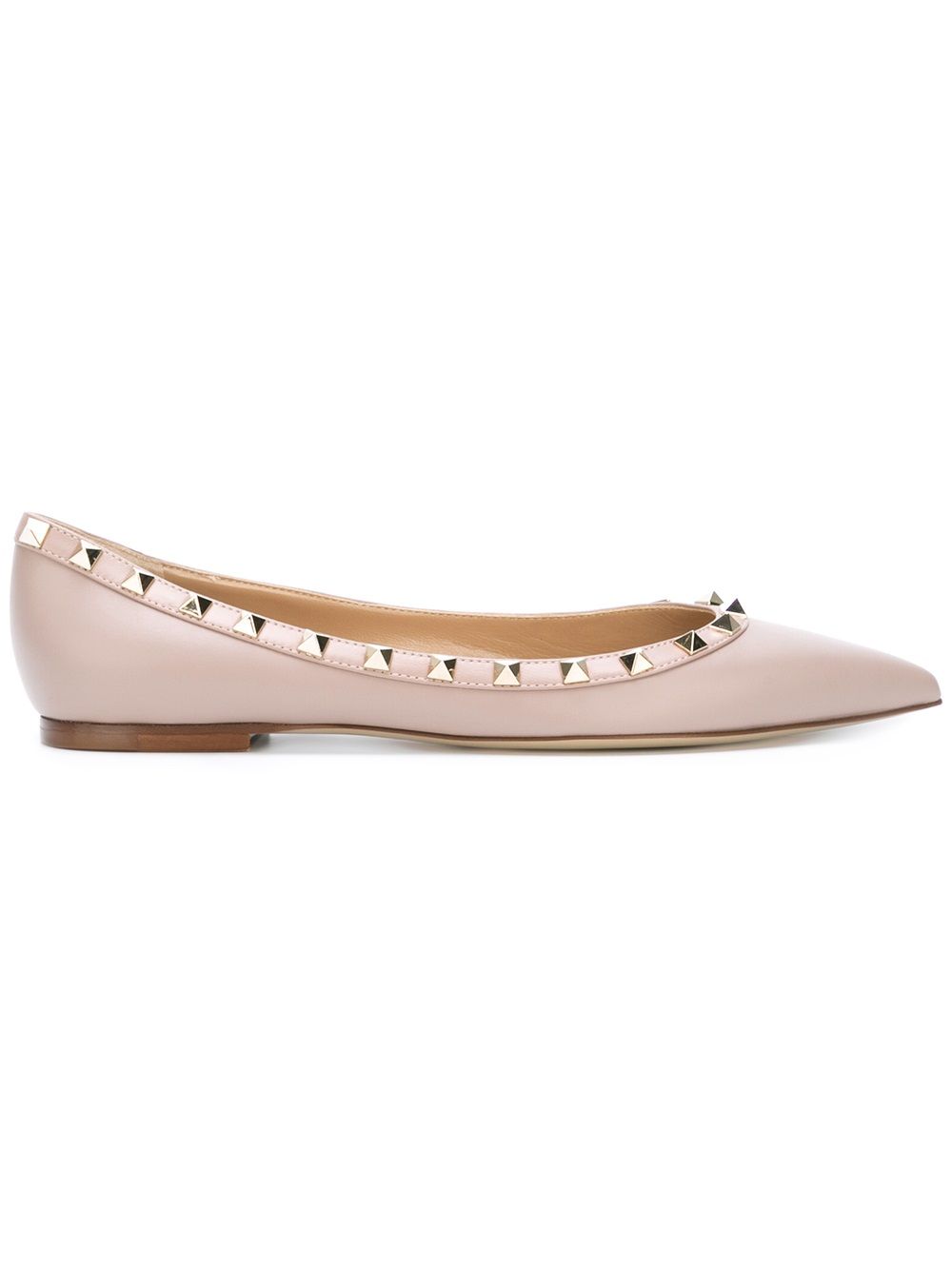 Valentino Garavani Rockstud Leather Ballet Flats Powder